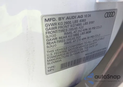 2025 Audi Q7 Premium 45 Tfsi Quattro Tiptronic z USA, uszkodzony, nr VIN WA1ACBF7XSD019656